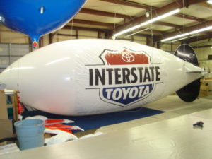 30 foot long advertising blimp for Opelousas auto dealers